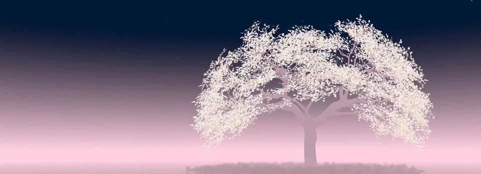 Cherry tree on water Stock Illustration