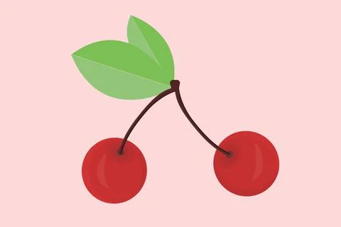 Cherry with twig red fabric texture kitchen summer vector Illustrazione stock
