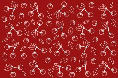 Cherry with twig red fabric texture kitchen summer vector Stock Illustration