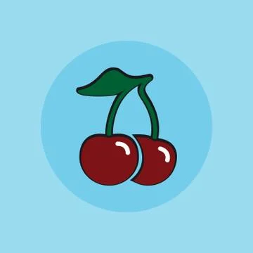 Cherry twin, vector sign illustration icon. Stock Illustration