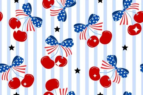 Cherry with US bow pattern 库存插图