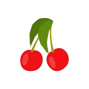 Cherry vector clipart. Two cherries with leaves. Stock Illustration