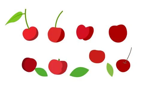 Cherry  Vector Design And Illustration Bundle. Stock Illustration