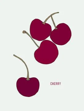 Cherry vector drawing set. Isolated hand drawn berry sketch vector. Stock Illustration