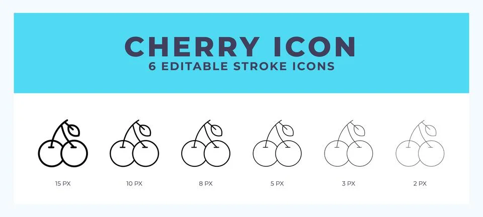 Cherry vector icon. With different stroke vector illustration. Illustrazione stock