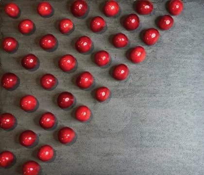 Cherry view from above on a black background. Place for text Stock Photos