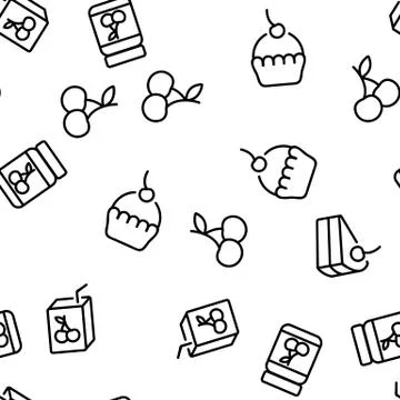 Cherry Vitamin Berry Vector Seamless Pattern 스톡 일러스트