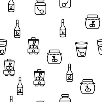 Cherry Vitamin Berry Vector Seamless Pattern Stockillustratie