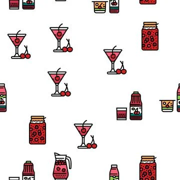 Cherry Vitamin Freshness Berry vector seamless pattern Stock Illustration