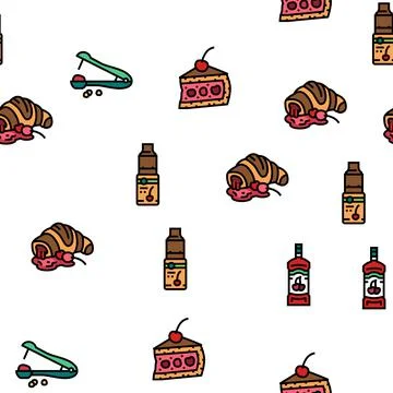 Cherry Vitamin Freshness Berry vector seamless pattern Stock Illustration