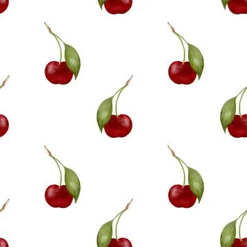 Cherry watercolor pattern for textile and packaging design Stock Illustration