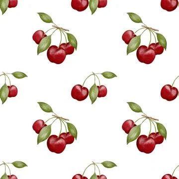 Cherry watercolor pattern for textile and wrapping paper design Stock Illustration