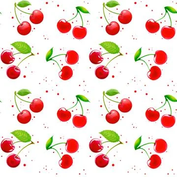 Cherry watercolor in seamless pattern. Abstract background. Stock Illustration