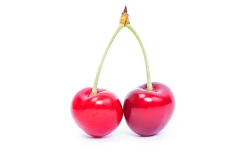 Cherry a white background Stock Photos