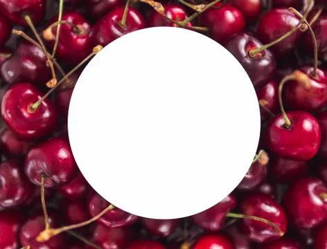 Cherry with white circle, copy space Stockfoto's