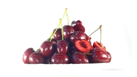 Cherry in a white plate Stock Footage 82203518