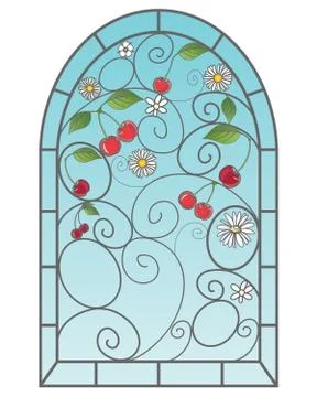 Cherry window Illustrazione stock