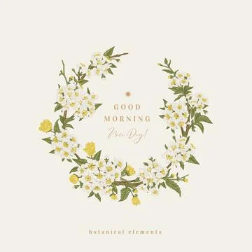 Cherry wreath. Spring flowering. 库存插图