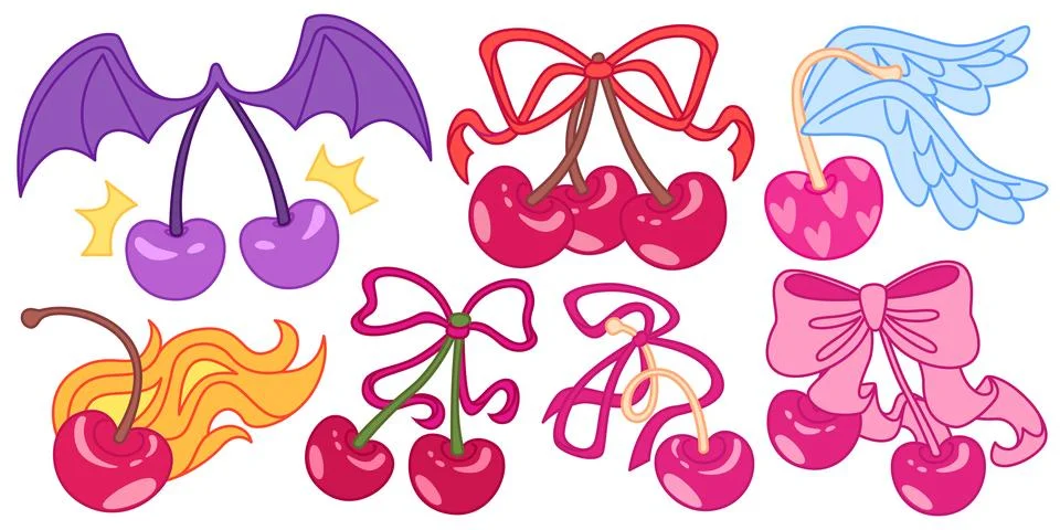 Cherry y2k fantasy elements Stock Illustration