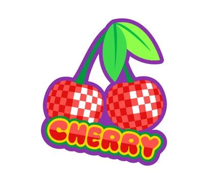 Cherry Y2K groovy sticker or retro tag Stock Illustration