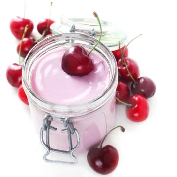 Cherry Yogurt Stock Photos