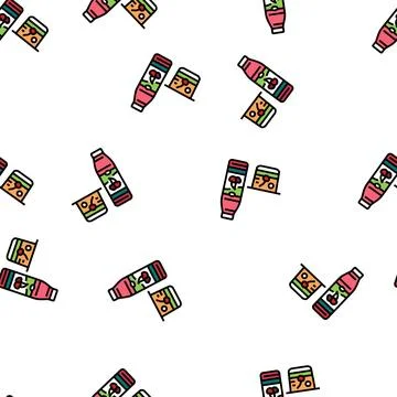 Cherry yogurt vector seamless pattern Stockillustratie