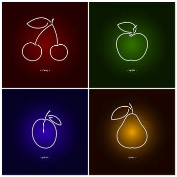 Cherry,Apple, Plum, Pear 스톡 일러스트
