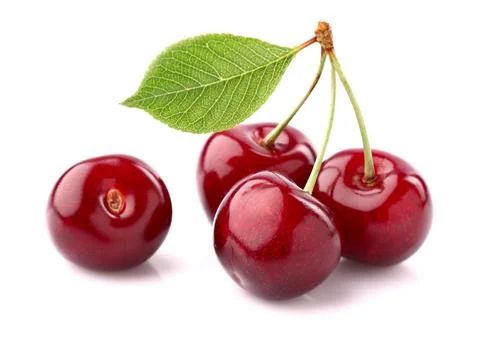 Cherry,Isolated.,Cherry,On,White.,Cherries.,With,Clipping,Path. Stock Photos