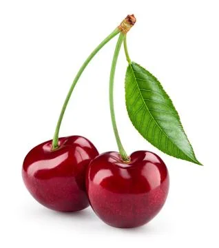 Cherry,Isolated.,Cherry,On,White.,Cherries.,With,Clipping,Path. Foto stock