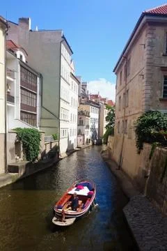 Chertovka River, also called the Devil's Canal, little Prague. Venice between Stock Photos