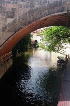 Chertovka River, also called the Devil's Canal, little Prague. Venice between Stock Photos