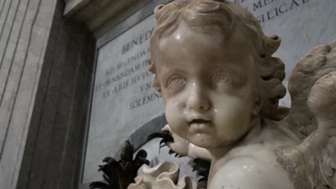 Cherub statue at Saint Peter Basilica, Vatican. Stock Footage 198739038