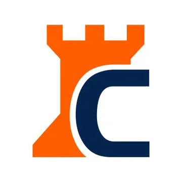 Ches rook shape with initial letter c vector logo design template Stock Illustration