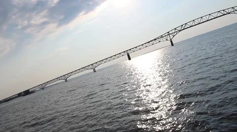 Chesapeake Bay Bridge: Sailing Stock Footage 42236459