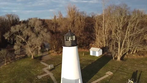 Chesapeake Bay Lighthouse Drone View Video stock 235025617