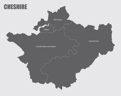Cheshire county administrative map Stock Illustration