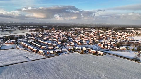 Cheshire Village, Winter, Snow, Drone Footage Vídeo Stock 230458341