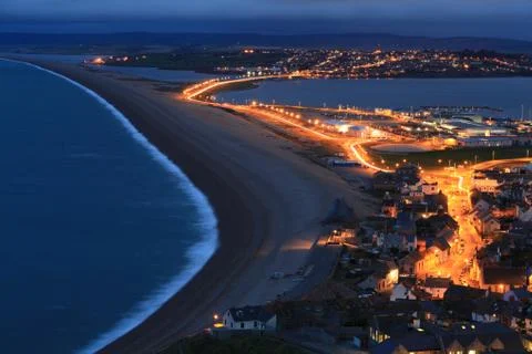 Chesil beach at night Stock Photos