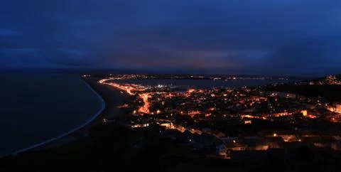 Chesil beach at night Stock Photos