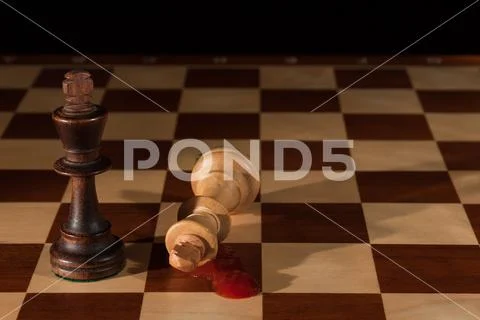 Chess. 2 kings on a chessboard. The White King is defeated. The black king is Stock Photos