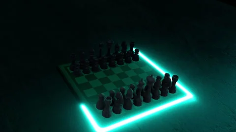 Chess 3D rotation with backlight effect Stock Footage 257028953