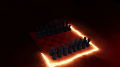 Chess 3D rotation with backlight effect Stock Footage 257029535