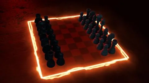Chess 3D rotation with backlight effect Stock Illustration