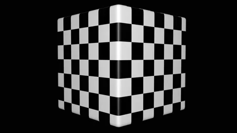 Chess abstract animation of a cube. On a black background. 3D animation. Stock Footage 166687176