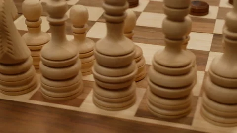 Chess and checkers on the one board. spinning around. close up view Stock Footage 147441545