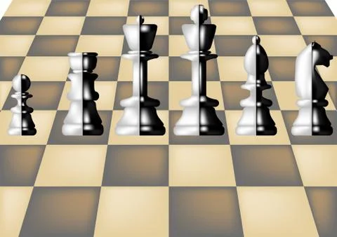 Chess and chess board Stock Illustration
