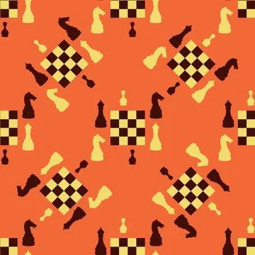 Chess and chess board. Pattern. Stock Illustration