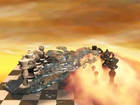 Chess and elements 3d Illustrazione stock