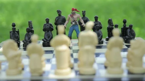 Chess and pirate,absurd Stock Footage 43110428