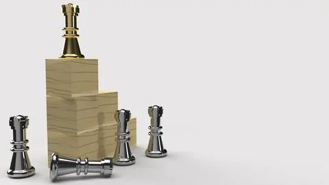 Chess and wood cube 3d rendering for business content. Stock Photos